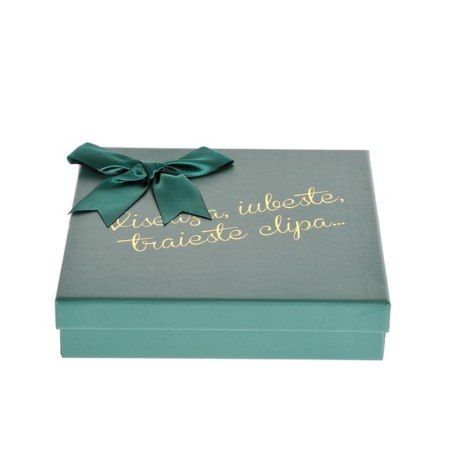 Cutie de cadou verde cu mesaj 16 cm