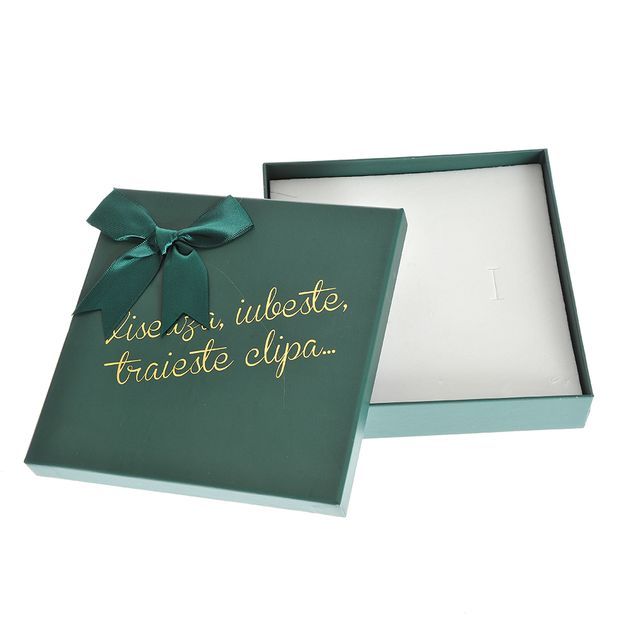 Cutie de cadou verde cu mesaj 16 cm