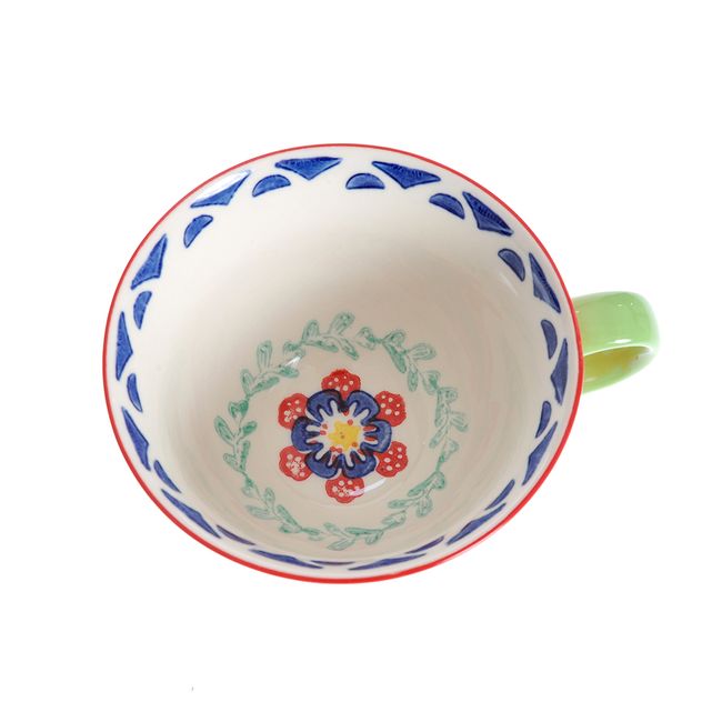 Cana multicolora din ceramica cu imprimeu floral