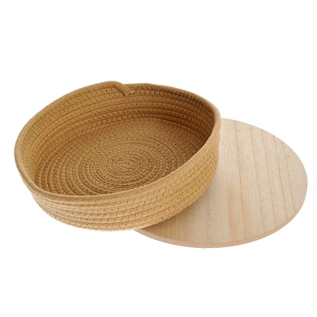 Cos de depozitare cu capac din lemn 27 cm