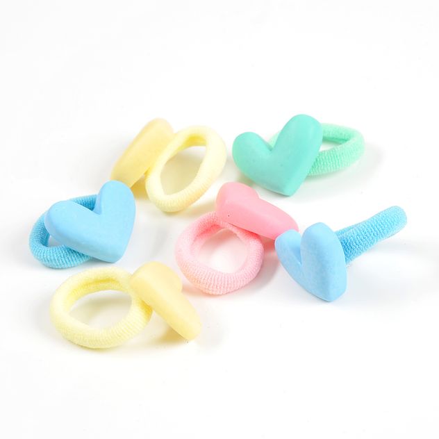 Set 6 elatice de par multicolore cu inimi