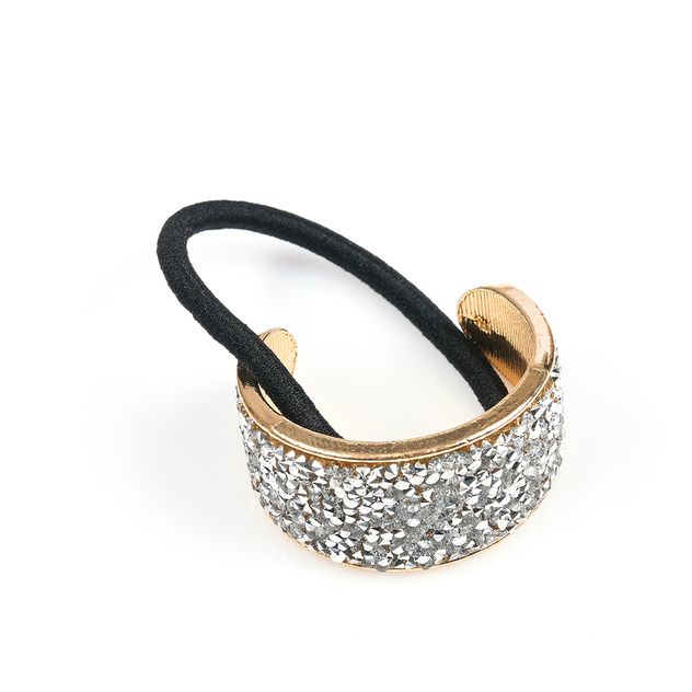 Elastic par cu accesoriu semirotund cu pietre argintii