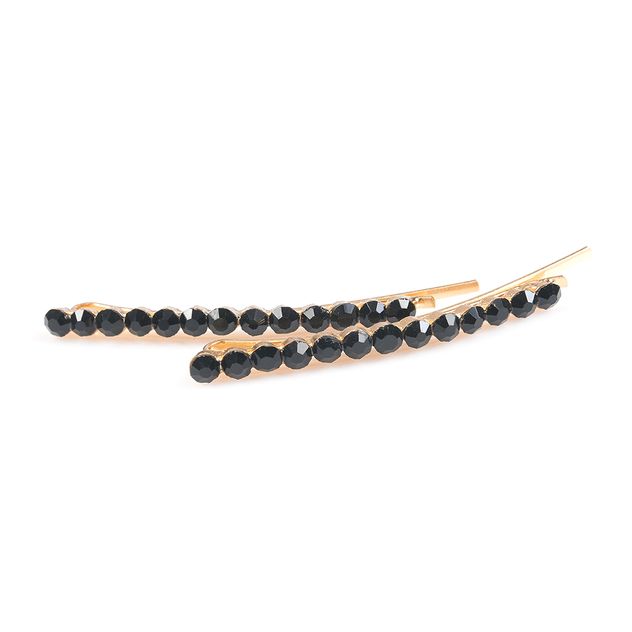 Set 2 agrafe aurii cu pietre negre