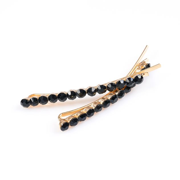 Set 2 agrafe aurii cu pietre negre