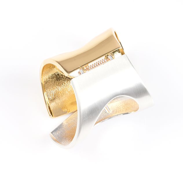 Bratara lata bicolora cu design abstract