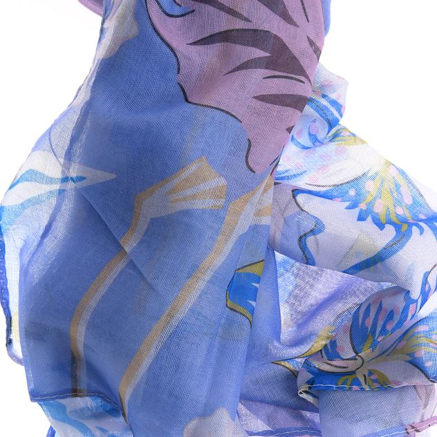 Esarfa din vascoza cu imprimeu floral pastelat