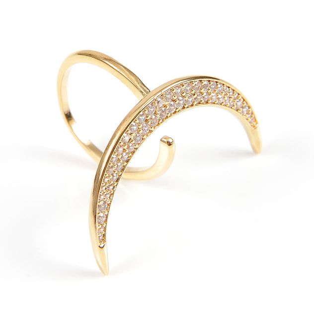 Inel placat cu aur cu design in forma de semiluna