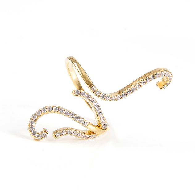 Inel placat cu aur si design floral curbat