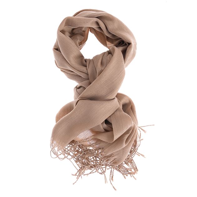 Esarfa taupe cu franjuri 65 x 180 cm