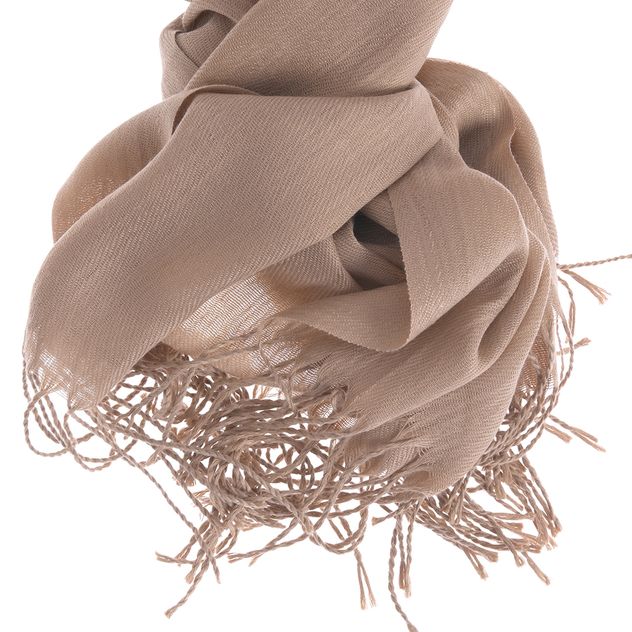 Esarfa taupe cu franjuri 65 x 180 cm