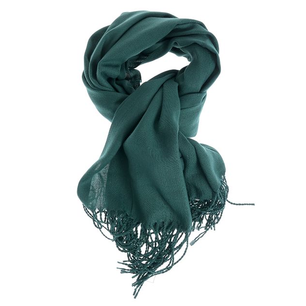 Esarfa eleganta verde smarald cu franjuri