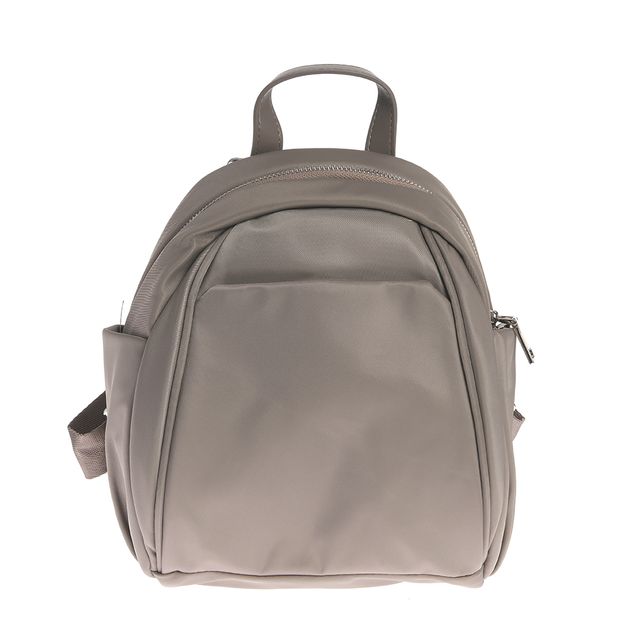 Rucsac gri din material textil cu fermoar argintiu