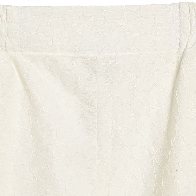 Pantaloni albi evazati cu talie elastica