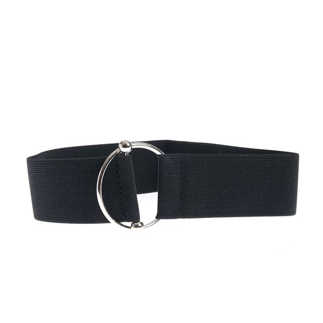 Curea lata elastica neagra cu catarama rotunda