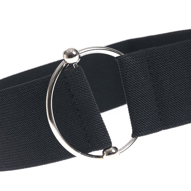 Curea lata elastica neagra cu catarama rotunda