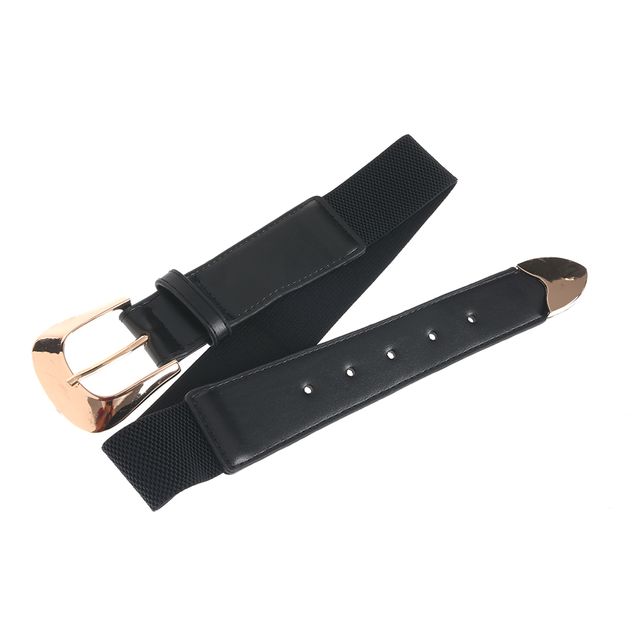 Curea neagra elastica cu catarama aurie