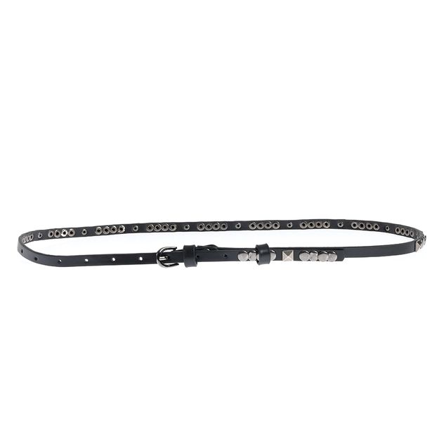 Curea neagra subtire cu nituri metalice