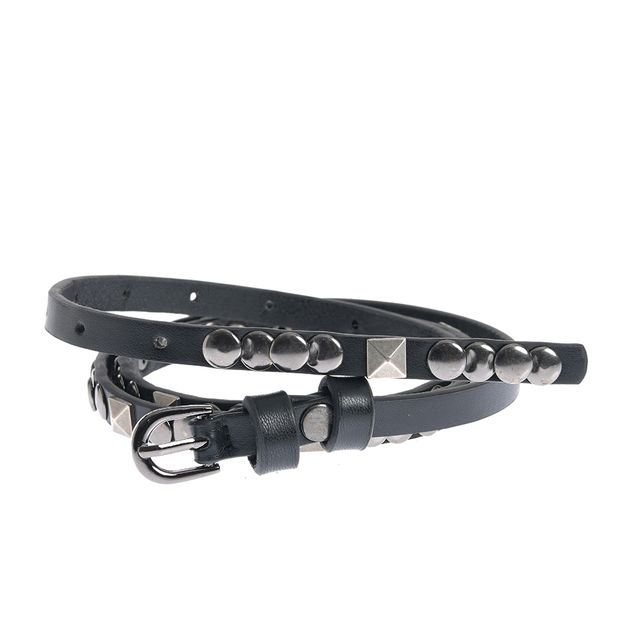 Curea neagra subtire cu nituri metalice