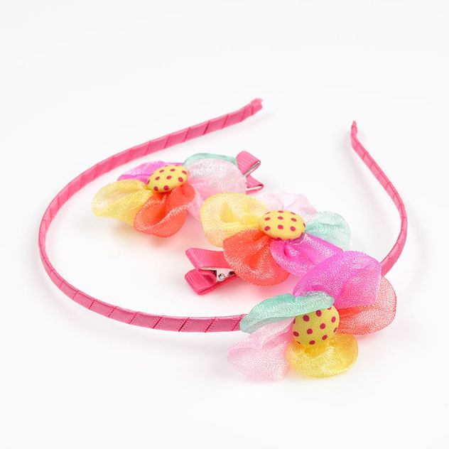 Set 3 accesorii de par roz bentita si agrafe