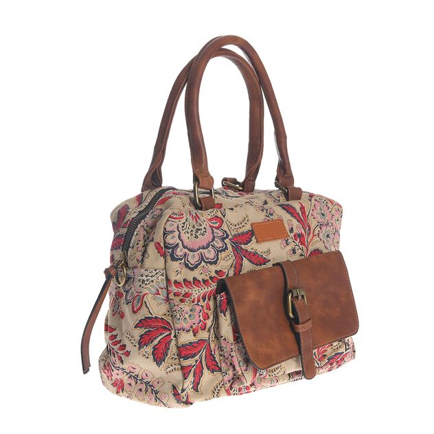 Geanta vintage cu design boho si catarama frontala