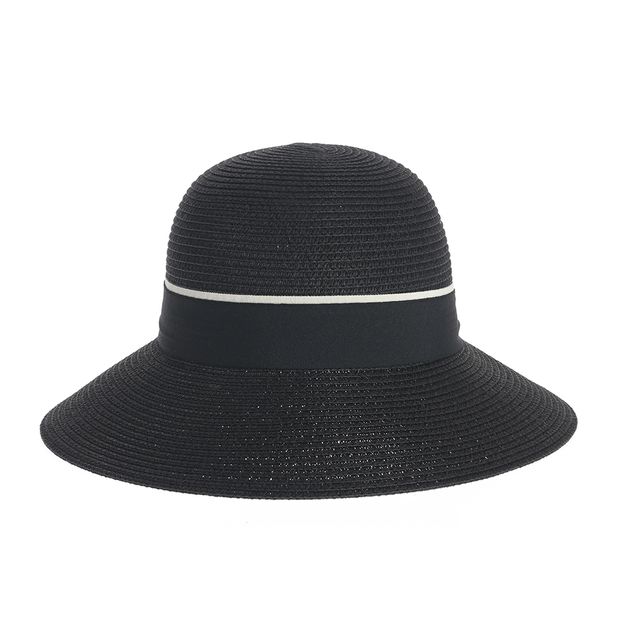 Palarie eleganta neagra cu panglica bicolora
