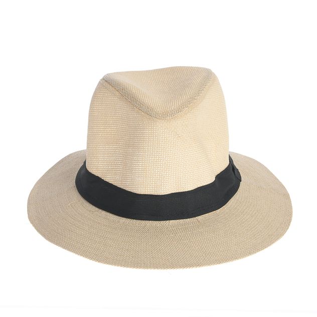 Palarie de vara tip panama cu banda neagra
