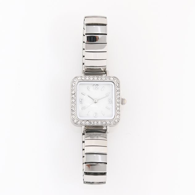 Ceas elegant cu bratara elastica si cadran patrat