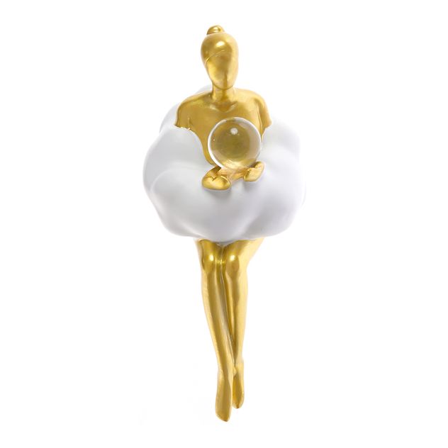 Statueta decorativa aurie pe nor cu sfera de cristal