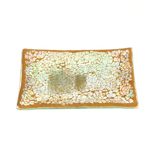 Platou decorativ din sticla cu efect mozaic