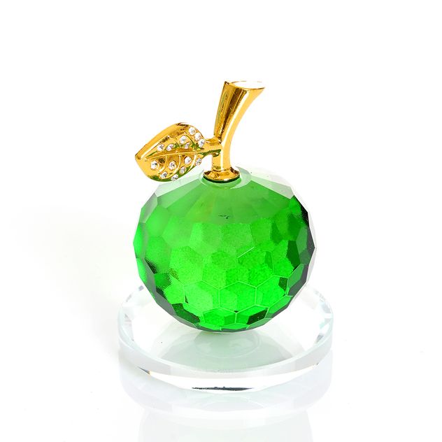 Decoratiune mar verde din sticla 7.5 cm