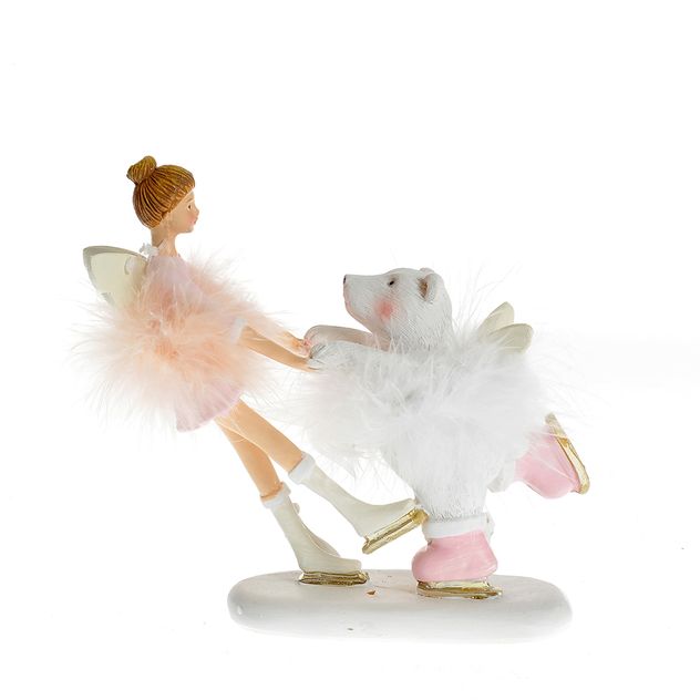 Statueta balerina cu ursulet 14.5 cm