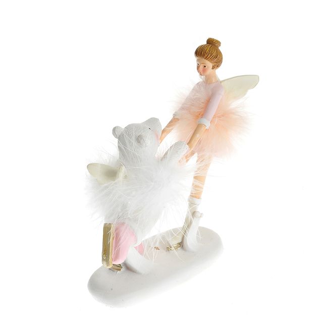 Statueta balerina cu ursulet 14.5 cm
