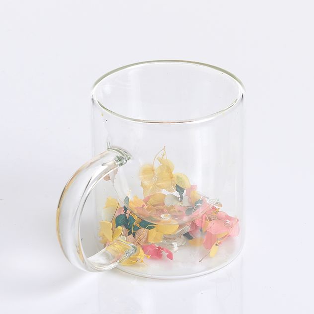 Cana din sticla cu flori uscate decorative, 250 ml