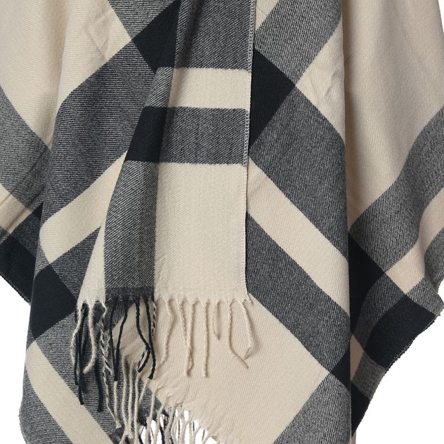 Poncho bej cu dungi late negre