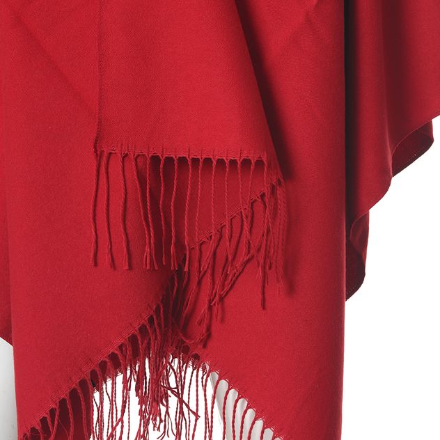 Poncho rosu uni cu franjuri