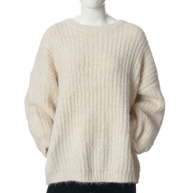 Pulover oversized crem tricotat
