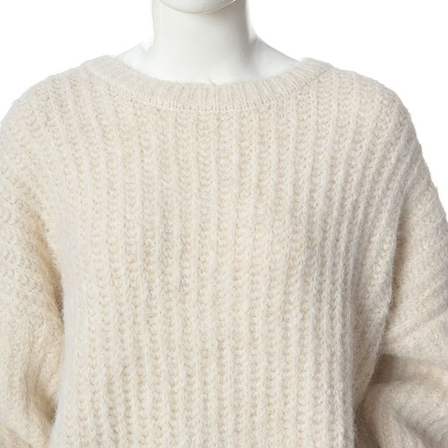 Pulover oversized crem tricotat