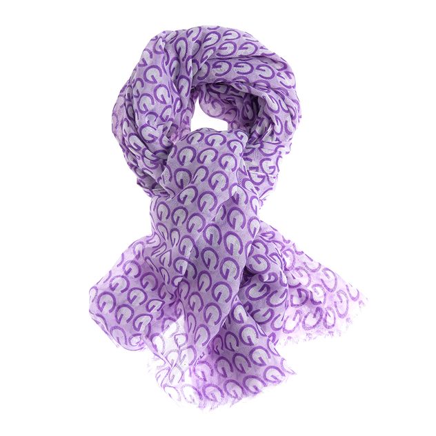 Esarfa mov cu imprimeu grafic si design modern