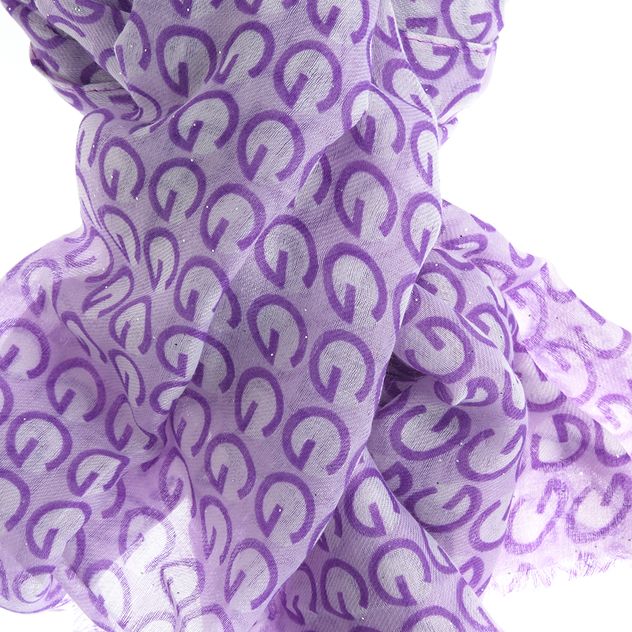 Esarfa mov cu imprimeu grafic si design modern