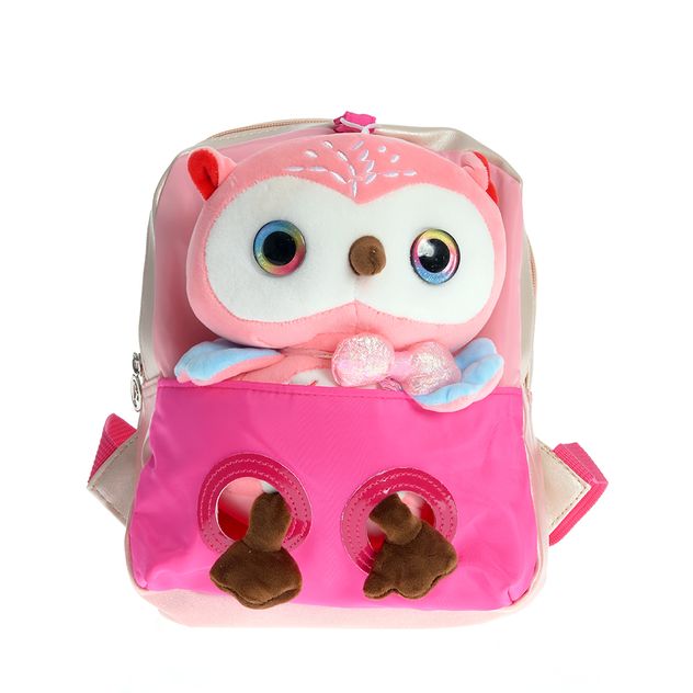 Rucsac roz cu bufnita de plus