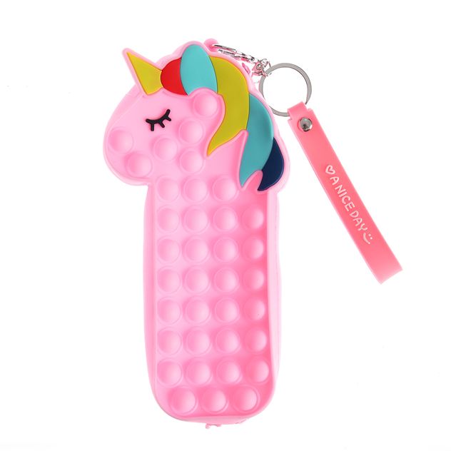 Penar unicorn roz cu breloc si pop it