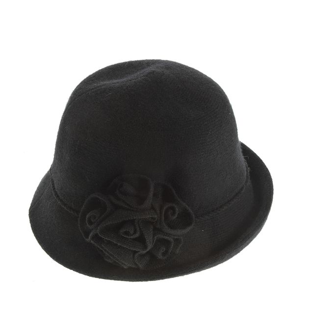 Palarie eleganta neagra cu floare aplicata
