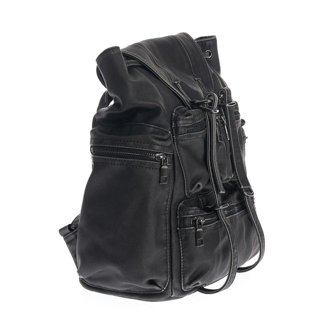 Rucsac casual negru cu catarame si buzunare multiple