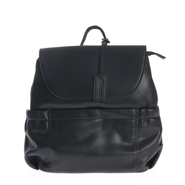 Rucsac casual negru cu clapeta si buzunare