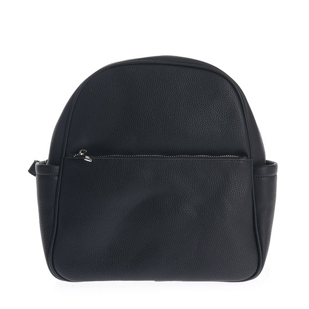 Rucsac negru din piele ecologica si buzunar frontal