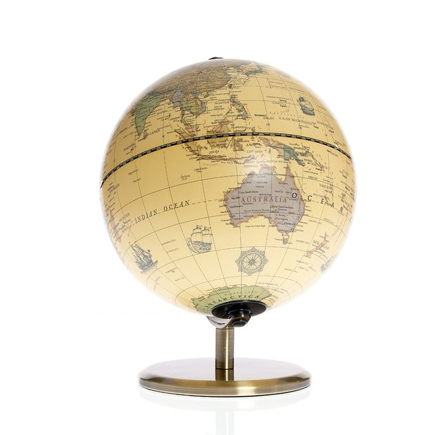 Glob pamantesc vintage cu suport metalic auriu 20 cm