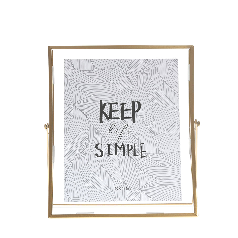 Rama foto din sticla cu margini metalice aurii, format 20x30 cm