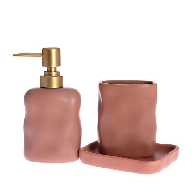 Set baie dispenser sapun si suport periute, finisaj mat