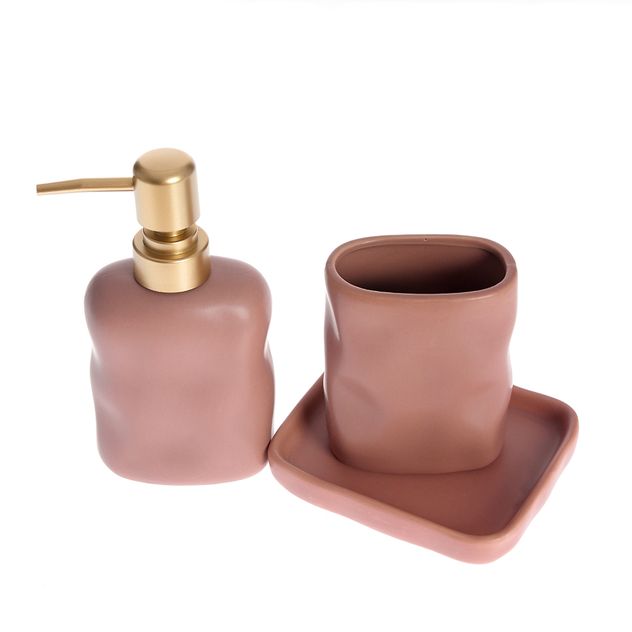 Set baie dispenser sapun si suport periute, finisaj mat