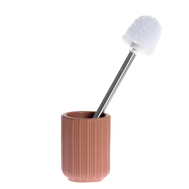 Perie toaleta cu suport striat, finisaj terracotta 39 cm